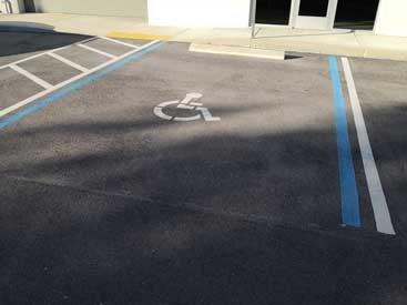 Picture of accessible or wheelchair parking space. A requirement in Florida. Taken in Fort Lauderdale